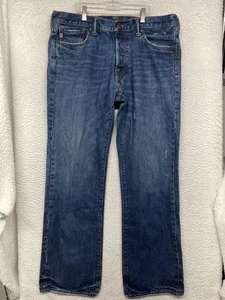 Abercrombie & Fitch Jeans Mens 34x32 Blue Wash Kilburn Low Rise Boot Button Fly - Picture 1 of 16