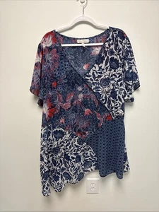 Jessica Simpson Maternity Sheer Floral Top Flutter Sleeve Women’s Plus Sz 3X - Picture 1 of 8