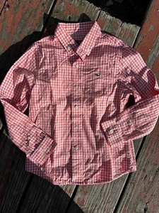 Vineyard Vines Boys' On-The-Go Brrr° GinghamShirt orange size 5 - Picture 1 of 5