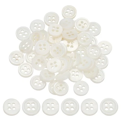 Natural Shell Button 4 Holes Mother of Pearl Button 9 mm & 25 Pack & White/Red - Image 1 of 4