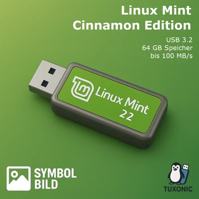 Linux Mint 22 (Cinnamon Edition) USB Stick 64GB – USB 3.2 – Bootfähig – 100MB/s - Bild 1 von 3