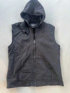 BKE Buckle Mens Hooded Vest Gray Black Full Zip Lined Size L 100% Cotton - Picture 1 of 6