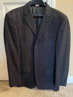 Traje de 2 piezas para hombre hecho por Evan Picone, ventana azul micro-tech talla 38R, 33W Foto 1 de 4