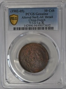 1902 China Hupeh 10 CASH Mint Error Y-122 PCGS AU 英文拼写错误湖北光绪当十铜币(水龙) - Picture 1 of 5