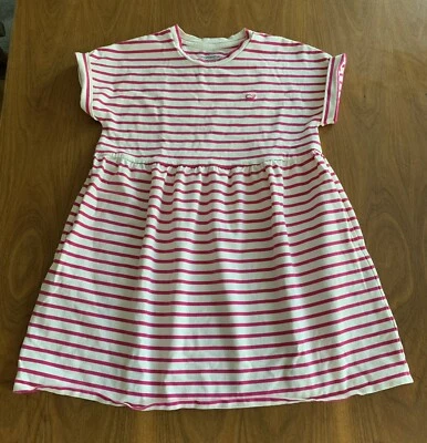 Vineyard Vines Girls Striped Jersey Dress Size S(7-8) White/Pink - Image 1 of 4