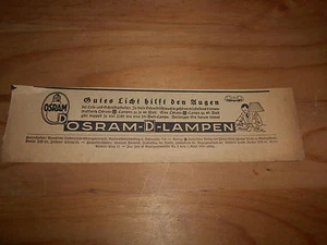 original Werbung Reklame Annonce Osram Lampen hilft Augen ca. 40er Jahre - Picture 1 of 1