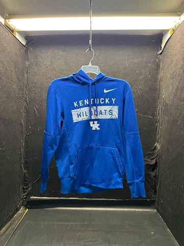 Nike Blue Kentucky Wildcats Print Hoodie Dri Fit Pocket Adjustable Hood Small Cover
