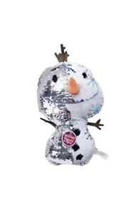 Disney Frozen 2 Olaf Reversible Sequins 11"  Plush Snowflake Pattern Silver  - Picture 1 of 10