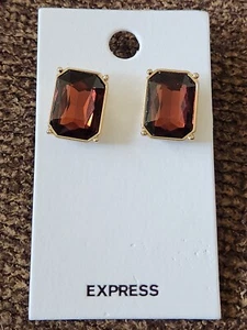 Express Earrings Gold Tone Clear Stone Studs Jewelry NWT - Picture 1 of 3