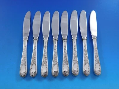 Antiguo Maryland Grabado por Kirk Plata Esterlina Esparcidor de Mantequilla HH Moderno Juego de 8 Foto 1 de 4