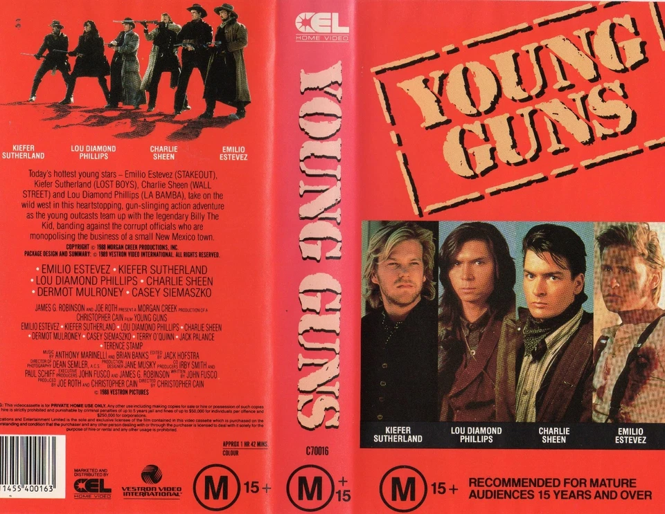 YOUNG GUNS - Charlie Sheen - VHS - NEW - PAL - Original Oz sell-thru release - Image 1 of 1