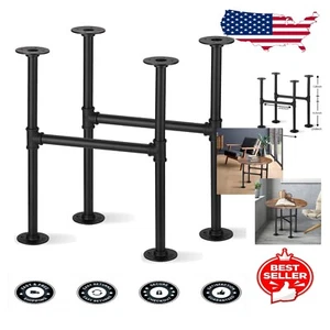 Versatile Black Metal Table Legs - 19.6 Inch for Coffee & Dining Tables (2 Pack) - Picture 1 of 8