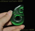 Old China Cat's eye stone Hand carved fengshui Pig dragon Statue amulet pendant