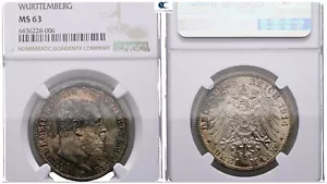1914 F- Germany 3 Mark Württemberg (MS 63-NGC) - Picture 1 of 1