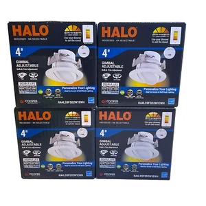 4-Pack Halo RA4LS9FSD2W1EWH 4” Canless Gimbal Adjustable LED Downlight - Picture 1 of 5