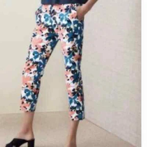 Nordstrom Halogen slim cropped floral pants trousers size 2 blue pink yellow - Picture 1 of 9