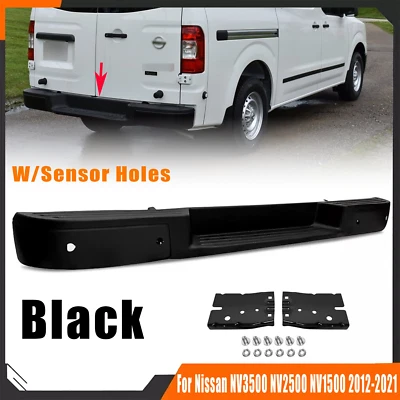 For 2012-2021 Nissan NV1500 NV2500 NV3500 Black Rear Step Bumper W/Sensor Holes - Image 1 of 4