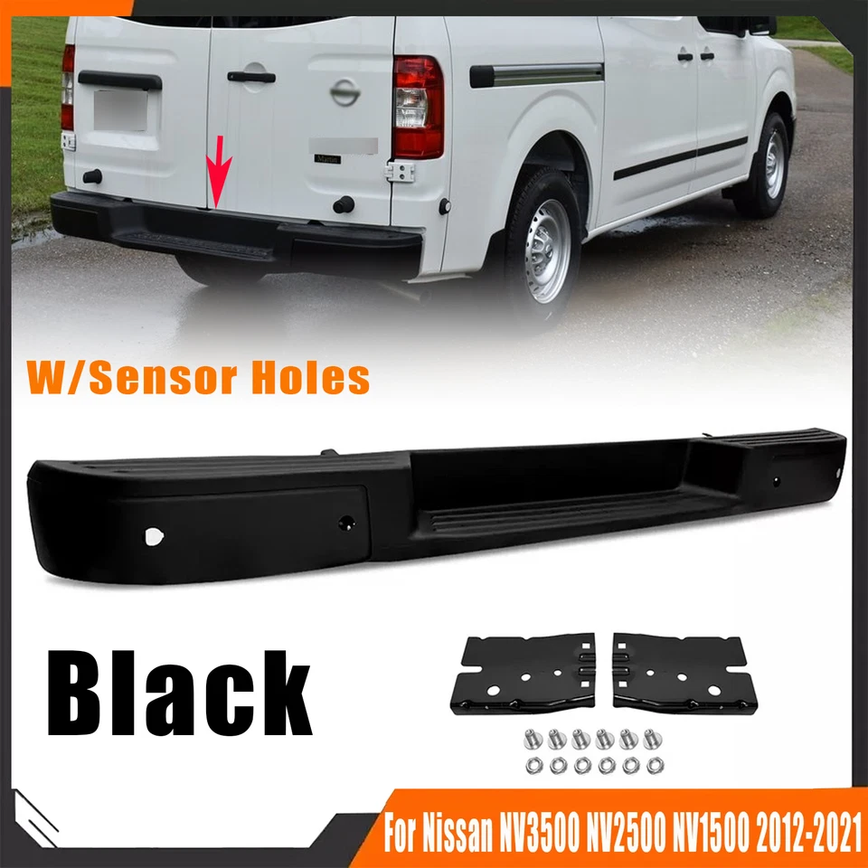 For 2012-2021 Nissan NV1500 NV2500 NV3500 Black Rear Step Bumper W/Sensor Holes - Image 1 of 4