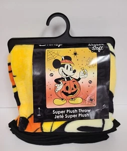 Disney Halloween Mickey Mouse Kürbis Überwurf Decke 48" x 60" NEU - Bild 1 von 3