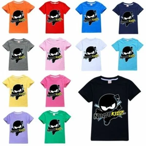 NINJA KIDZ Kids Casual Cotton T-shir Boys Girls Summer Short Sleeves Tshirt Tops - Picture 1 of 26