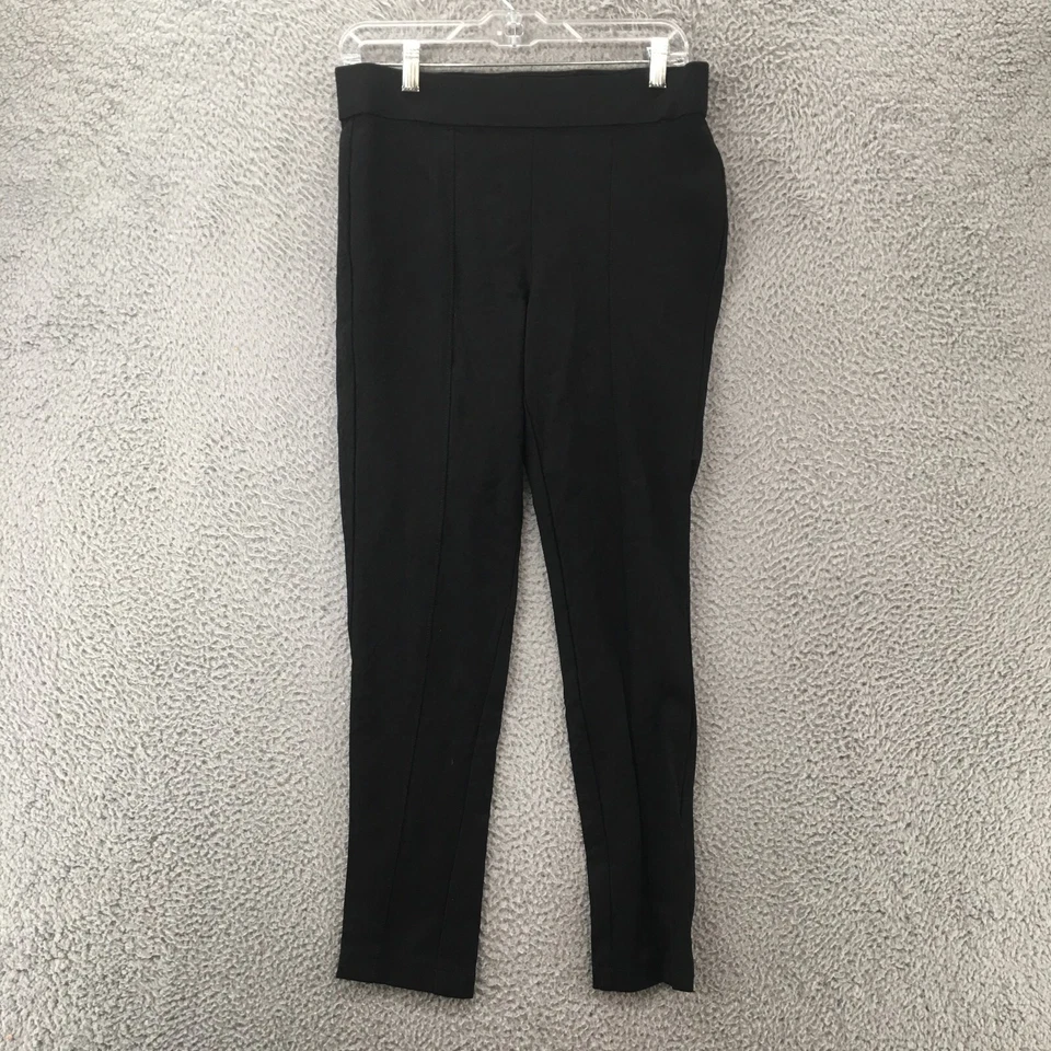 Anne Klein Pull On Pleated Skinny Ankle Pants Womens Medium Black High Rise - Image 1 of 4