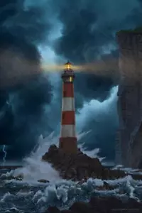 Unbreakable Lighthouse Stormy Seas by Vincent Hie Nature Art Print Poster 24x36 - Picture 1 of 1