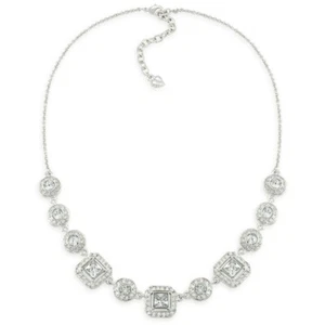 Nuevo Collar CAROLEE N.Y. Plata Pavé Cuadrado y Redondo Cristal $85 - Imagen 1 de 5