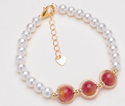 Brazalete de perlas de jade de 4 colores de 6 mm + cuentas de jade de 8 mm 7,5" AAA Foto 1 de 4