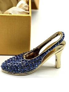 Collectible Blue Rhinestone Shoe  2.75” Sling Back Heel Cast Metal NIB Sapphire - Picture 1 of 6