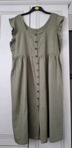 NEXT Viscose Linen Khaki Dress Size 22. Excellent Condition - Picture 1 of 7