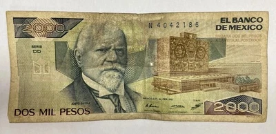 Mexico  2000  Pesos  24.2.1987  Series  DD  Prefix  N  Circulated Banknote - Image 1 of 2
