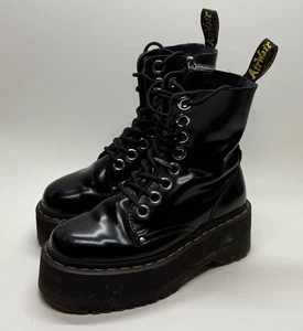 Dr. Martens Jadon Max schwarze Damen-Plateaustiefel aus Leder US 6 UK 4 Spitze Reißverschluss Docs - Bild 1 von 6