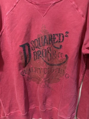 DSQUARED2 Sweatshirt Mens Red Crewneck Bros & Co Graphic Raglan Made in Italy - Image 1 of 4