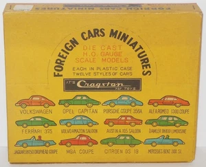 Cragstan Foreign Cars Minatures Diecast H.O. Scale 12-Car  Store Display DM-703 - Picture 1 of 9