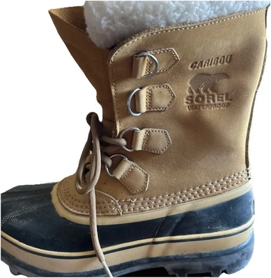 Sorel Caribou Botas de Invierno Impermeables para Mujer 9 Tostado Cálido Pato de Nieve Aislado. Foto 1 de 4
