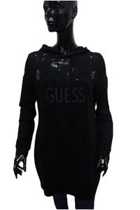 Felpa Donna GUESS Nera XL Logo Glitter Cappuccio Streetwear Casual Moda Usata - Imagen 1 de 10