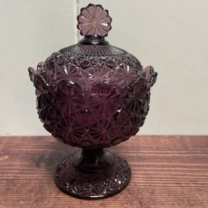 Vintage MCM LE Smith LILA Amethyst Gänseblümchen & Knopf bedeckt Bonboniere - Bild 1 von 9