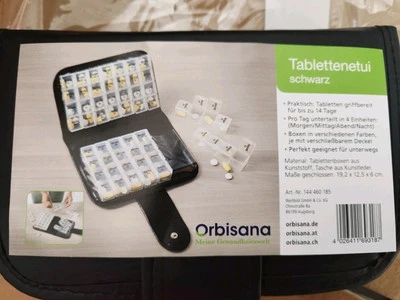 Orbisana Weltbild Tablettenetui schwarz 14Tage 19,2x12,5x6 cm Tabletten Box NEU
