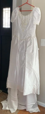 Wedding Gown Size 14-16 Jessica McClintock Satin Rhinestone Lace Vintage(1994) - Image 1 of 4