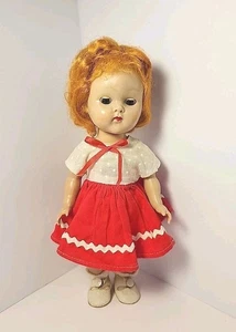 Vintage 1950s Vogue Ginny Doll Red Hair Sleep Eyes Walker Red & White Dress-doll - Bild 1 von 12