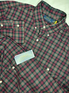 Polo Ralph Lauren Classic Fit Plaid Button Down Shirt Men’s XL Green & Red NWT - Picture 1 of 8