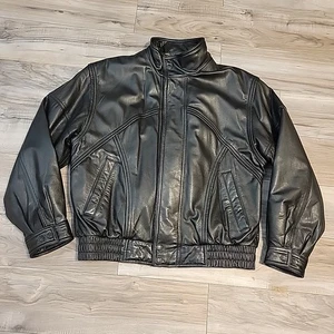 VTG 90s Wilsons Leather Thinsulate Ultra Insulation Heavy Bomber Jacket Large  - Picture 1 of 12