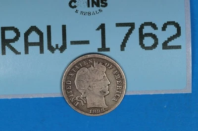 1898 10C LIBERTY HEAD BARBER SILVER DIME Early US Type RAW-1762 - Image 1 of 2
