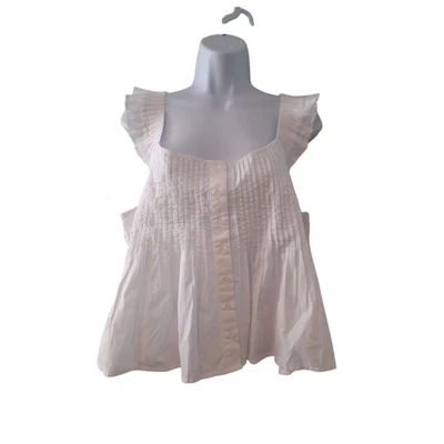 J Crew Nuevo con Etiquetas Top Regenerativo Mujer Grande Blanco Pintuck Peplum Algodón Foto 1 de 4