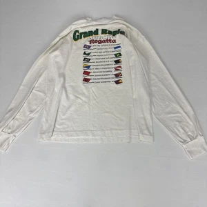 Vintage 90s GRAPHIC LONG SLEEVE Shirt Large White Double Side Rowing Regatta USA - Bild 1 von 8