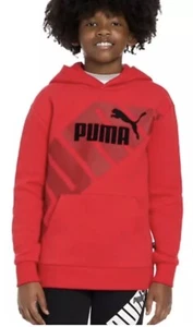 PUMA Youth Boys Hooded Sweatshirt Hoodie Red - Picture 1 of 5