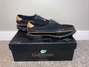 GolfStream Stretch Leather Golf Shoe E2050 Black/Tan  Zip up Women's US 6.5 M