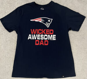 New England Patriots Wicked Awesome Dad Blue T Shirt Size L Large 47 Brand