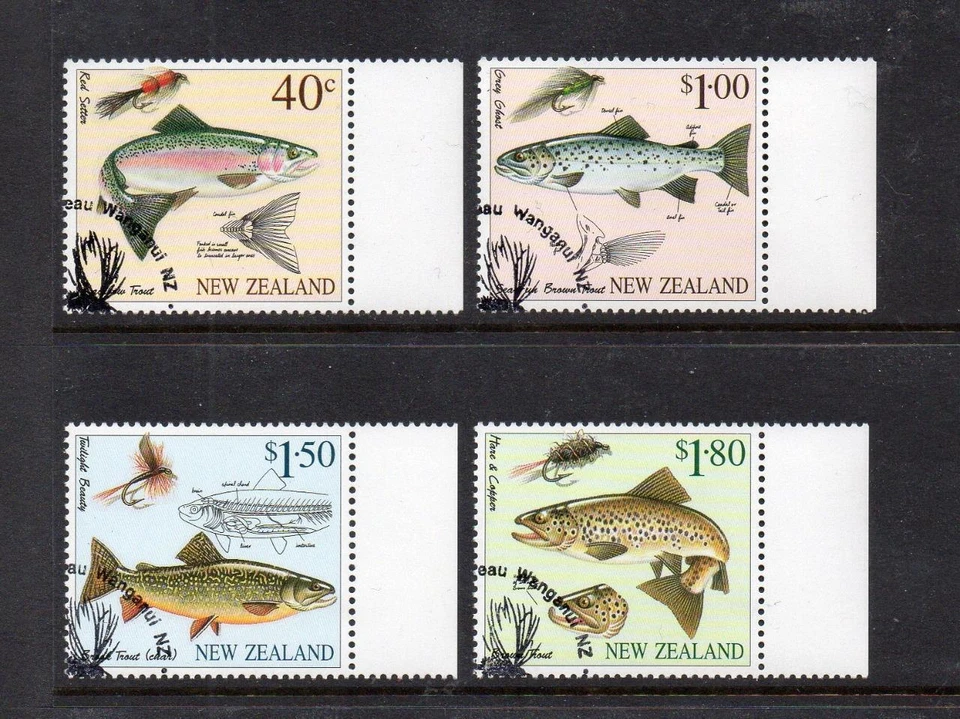 NEW ZEALAND FINE USED 1997 SG2082-2085 FLY FISHING R/H TAB — 第 1/1 张图片