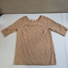 Nordstrom Collection 100% Cashmere Sweater Women's Size XL Fitted Stretch Beige 